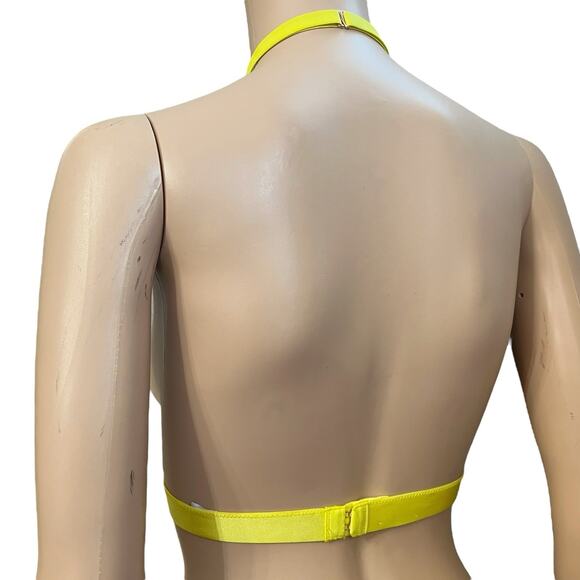 Savage X Fenty Bombshell Lace Bralette 2X Halter Neck Yellow Floral Medallion - Picture 5 of 8